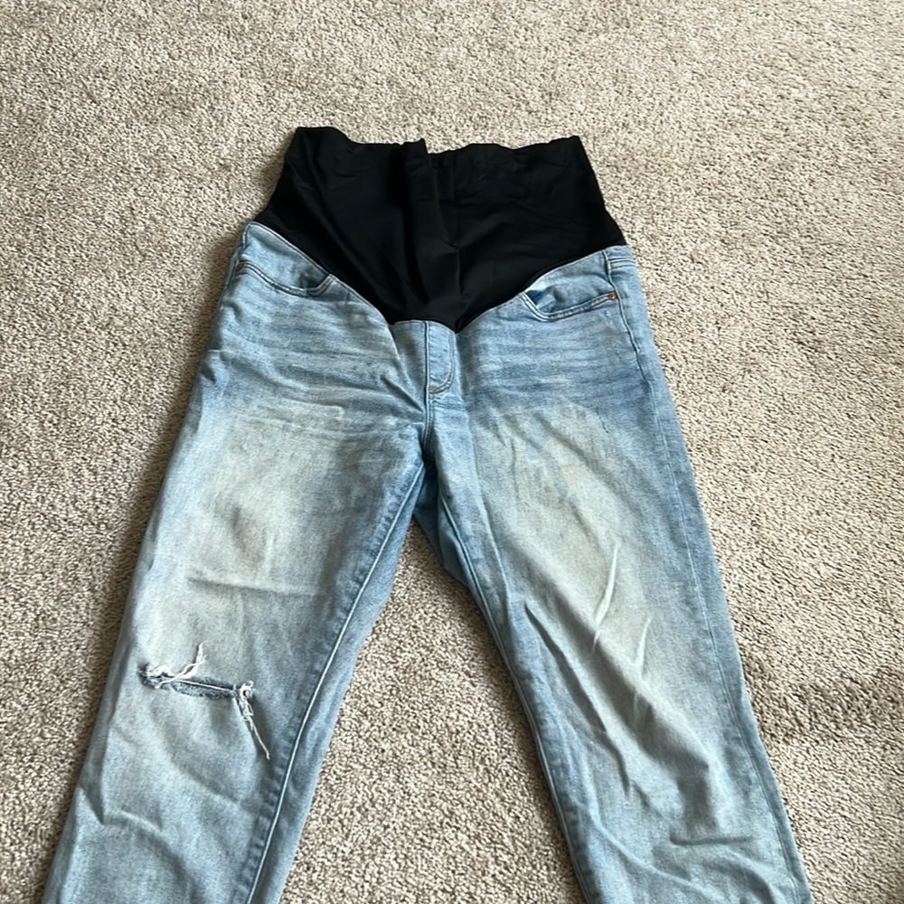 Loft skinny distressed denim maternity jeans